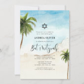Tropisch strand palm Tree Star van David Bat Mitzv Kaart (Voorkant)