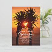 Tropisch strand palm Tree Sunset Weddenschap Kaart (Staand voorkant)