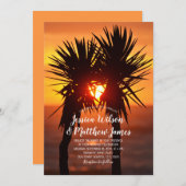 Tropisch strand palm Tree Sunset Weddenschap Kaart (Voorkant / Achterkant)