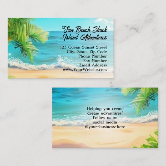 Tropisch strand Palm Tree vakantie eiland reizen Visitekaartje (Voorkant / Achterkant)
