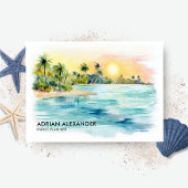 Tropisch strand Palm Tree Waterverf Island Visitekaartje