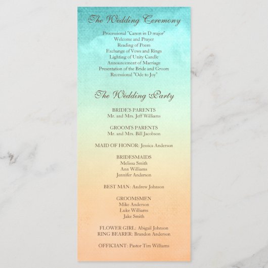 Tropisch strand Palm Tree Wedding Programma Programmakaart (Achterkant)