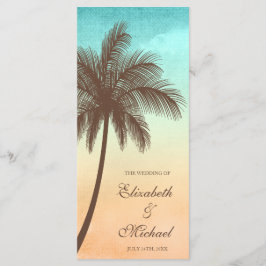 Tropisch strand Palm Tree Wedding Programma Programmakaart