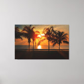 Tropisch strand palm Trees Golden Sunset Canvas Afdruk (Voorkant)