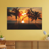 Tropisch strand palm Trees Golden Sunset Canvas Afdruk (Insitu (Woonkamer))