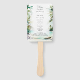 Tropisch strand palm Trees Wedding Program Hand Fa Handwaaier