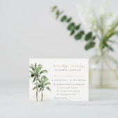 Tropisch strand palm Trees Wedding Rsvp Meal Diet Informatiekaartje (Staand voorkant)