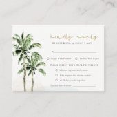 Tropisch strand palm Trees Wedding Rsvp Meal Diet Informatiekaartje (Voorkant)