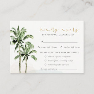 Tropisch strand palm Trees Wedding Rsvp Meal Diet Informatiekaartje