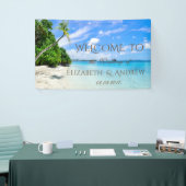 Tropisch Strand, Palm Trouwbanner Spandoek (Beurs)