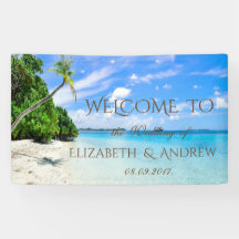 Tropisch Strand, Palm Trouwbanner