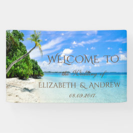 Tropisch Strand, Palm Trouwbanner Spandoek