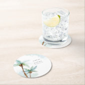 Tropisch strand palm Waterverf bruiloft Ronde Kartonnen Onderzetter (Insitu)