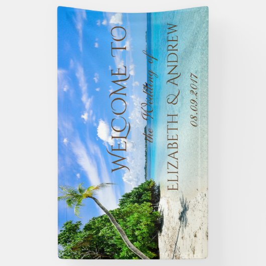 Tropisch strand, Palm Wedding Banner (Verticaal)