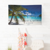 Tropisch strand, palm, zand-bruiloft banner (Insitu)