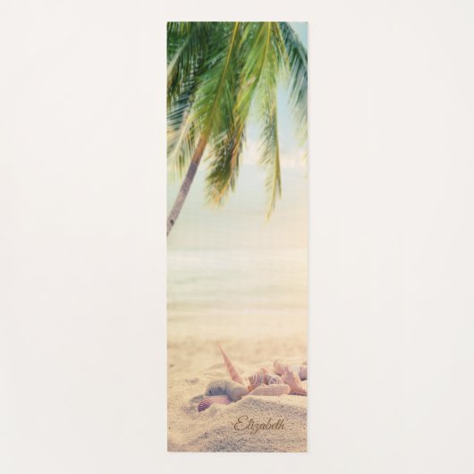 Tropisch strand, palm, zand, zeeshells - gepersona yogamat (Voorkant)
