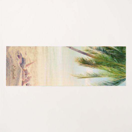 Tropisch strand, palm, zand, zeeshells - gepersona yogamat (Voorkant (horizontaal))