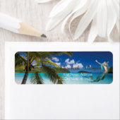 Tropisch strand, palm, zeemeermin etiket (Insitu)