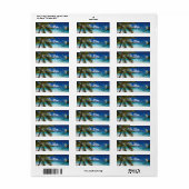 Tropisch strand, palm, zeemeermin etiket (Full Sheet)