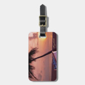 Tropisch strand, palm, zonsondergang, boot - Perso Bagagelabel (Voorkant verticaal)