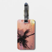Tropisch strand, palm, zonsondergang, boot - Perso Bagagelabel (Achterkant verticaal)