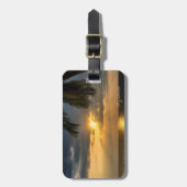 Tropisch strand, palm, zonsondergang - op maat gem bagagelabel (Voorkant verticaal)