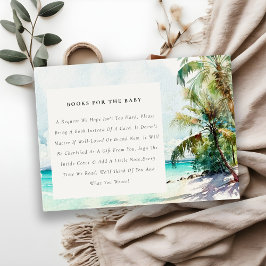 Tropisch strand palmbomen boeken voor babyshower informatiekaartje