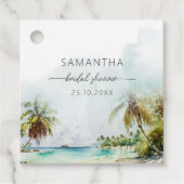Tropisch strand palmbomen bruidsfeest bedankjes ka bedankjes labels (Voorkant)