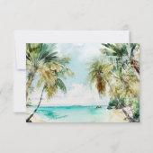 Tropisch strand palmbomen bruiloft RSVP Kaartje (Achterkant)