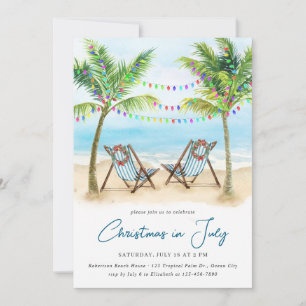 Tropisch strand palmbomen Kerstmis in juli Kaart