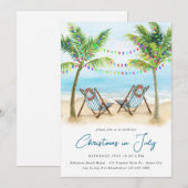 Tropisch strand palmbomen Kerstmis in juli Kaart (Voorkant / Achterkant)