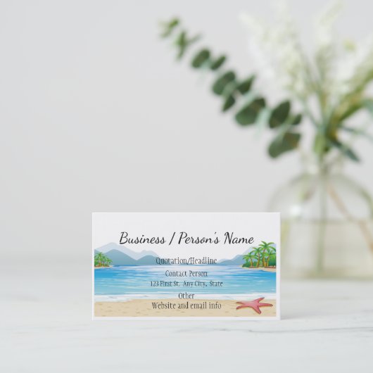 Tropisch strand palmbomen Ocean Zee Custom Visitekaartje (Staand voorkant)