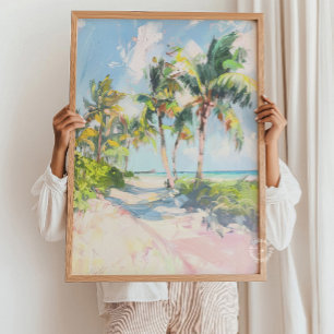 Tropisch strand Palmbomen Poster Print