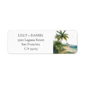 Tropisch strand palmbomen retouradres etiket (Voorkant)