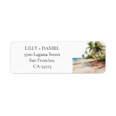 Tropisch strand palmbomen retouradres etiket (Voorkant)