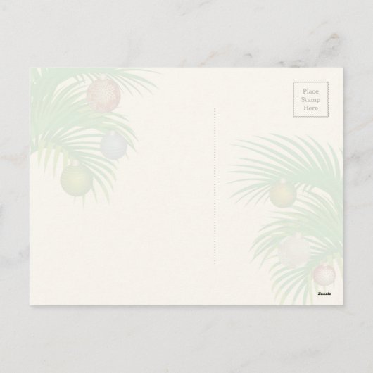 Tropisch strand, palmbomen & Teenslippers Kerst Feestdagenkaart (Achterkant)