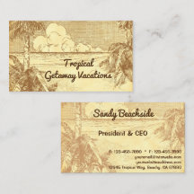 Tropisch strand palmbomen vintage kunst op maat