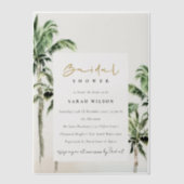 Tropisch strand palmbomen waterverf bruidsdouche vellum uitnodigingen (Voorkant)
