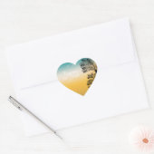 Tropisch strand palmbomen zonsondergang bruiloft hart sticker (Envelop)