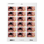 Tropisch strand palmbomen zonsondergang trouwlabel etiket (Full Sheet)