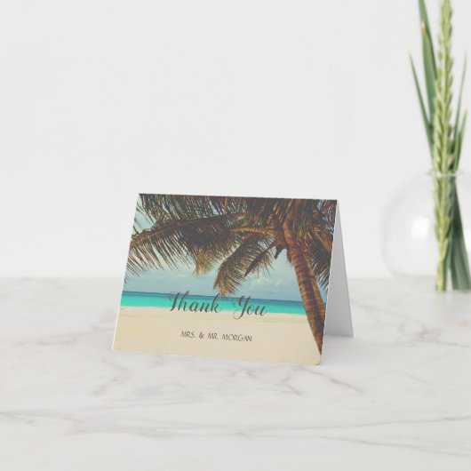 Tropisch strand,palmboom bedankkaart (Voorkant)