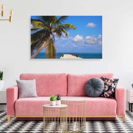 Tropisch strand palmboom canvas afdruk (Insitu (Woonkamer))