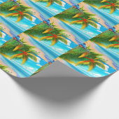 Tropisch strand palmboom scène cadeaupapier (Hoek)