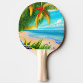 Tropisch strand palmboom scène tafeltennisbatje (Achterkant)