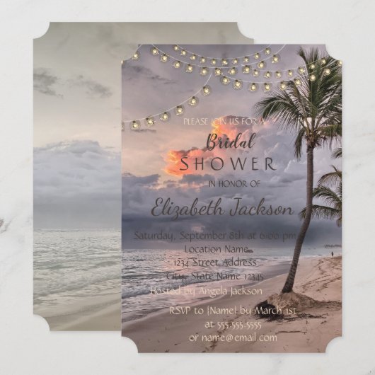 Tropisch strand, palmbruidsshower kaart (Voorkant / Achterkant)