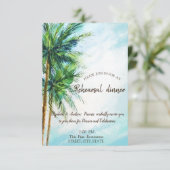 Tropisch Strand, Palmen Dinner Uitnodiging (Staand voorkant)