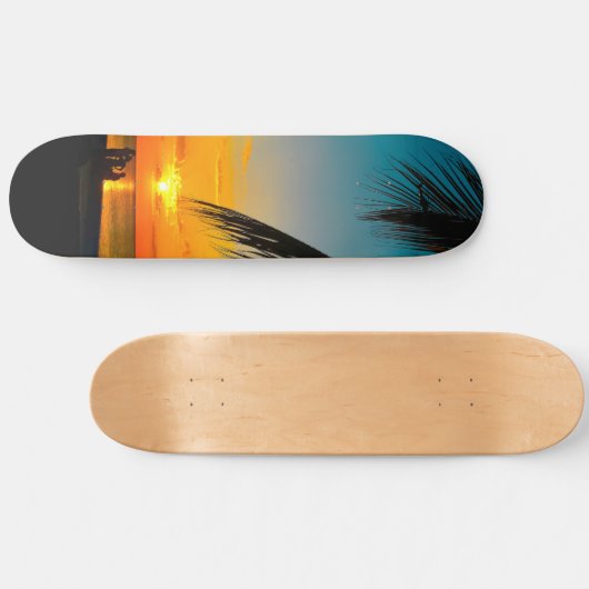 Tropisch strand palmen kleurig SUNSET-skateboard Skateboard (Horizontaal)