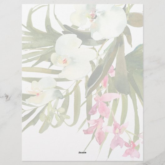 Tropisch strand palmen orchideeën Roze Floral Brid Briefhoofd (Achterkant)