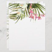 Tropisch strand palmen orchideeën Roze Floral Brid Briefhoofd (Voorkant / Achterkant)