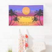 Tropisch strand, palmen, zonneweduwenbank spandoek (Insitu)